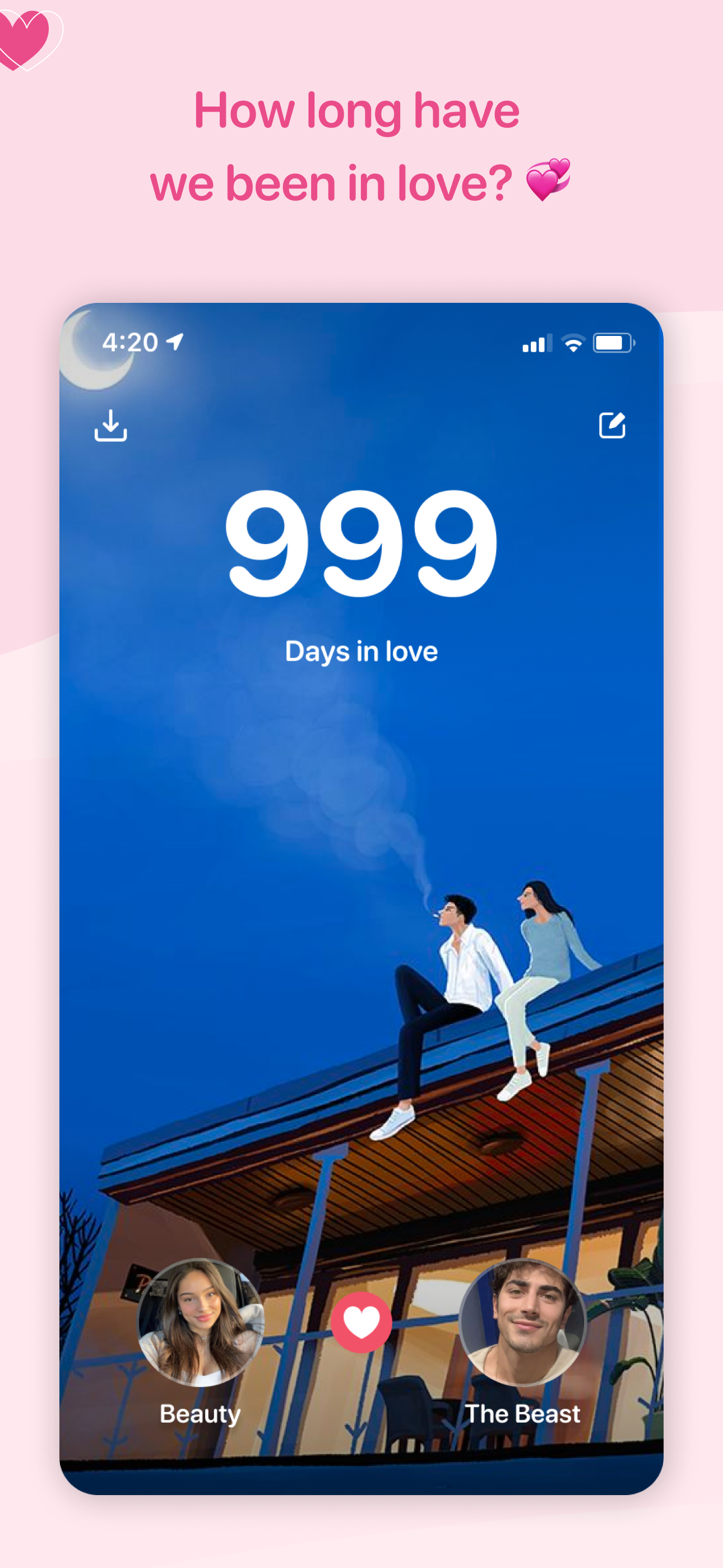 Vibes app widget on home screen